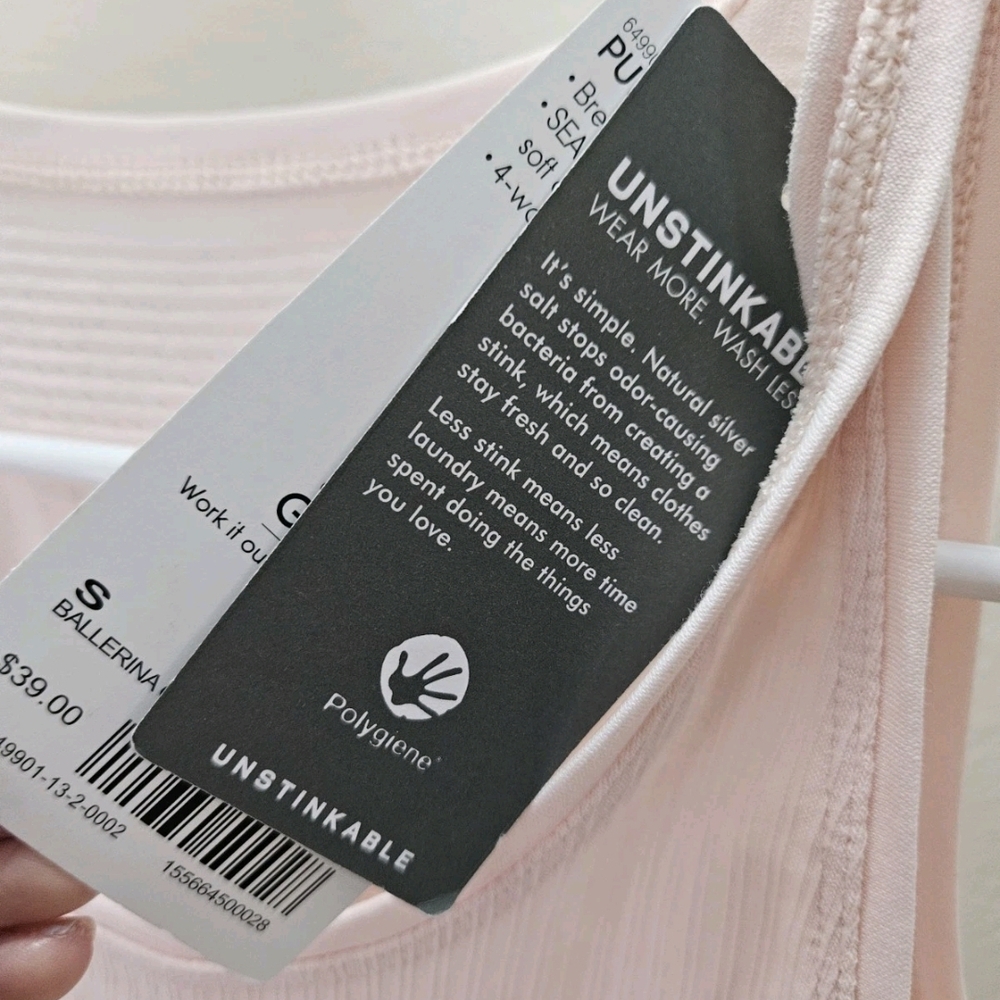 Athleta Light Pink Ribbed Tank Top - Picture 2 of 2